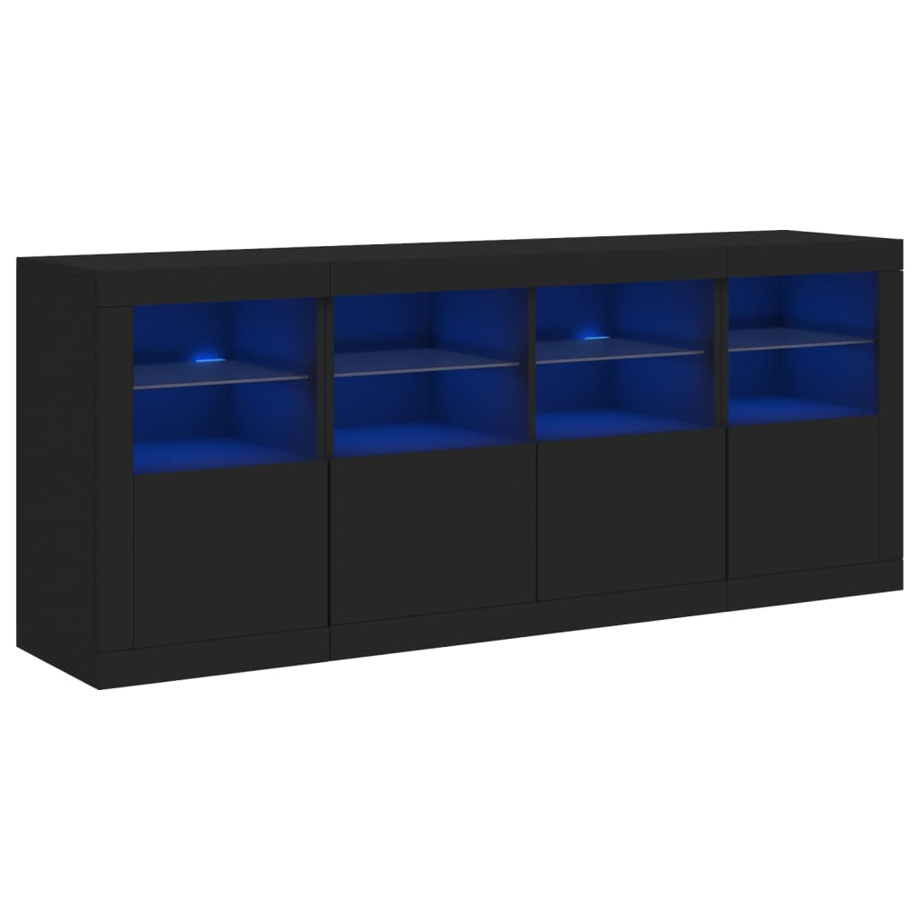 Sideboard with LED lights black 163x37x67 cm