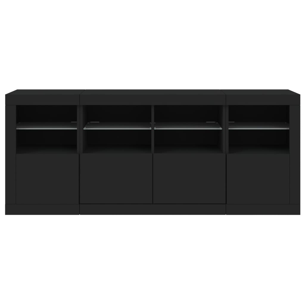 Sideboard with LED lights black 163x37x67 cm