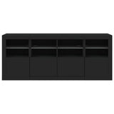 Sideboard with LED lights black 163x37x67 cm