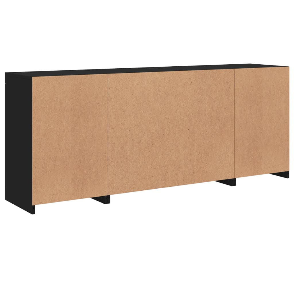 Sideboard with LED lights black 163x37x67 cm