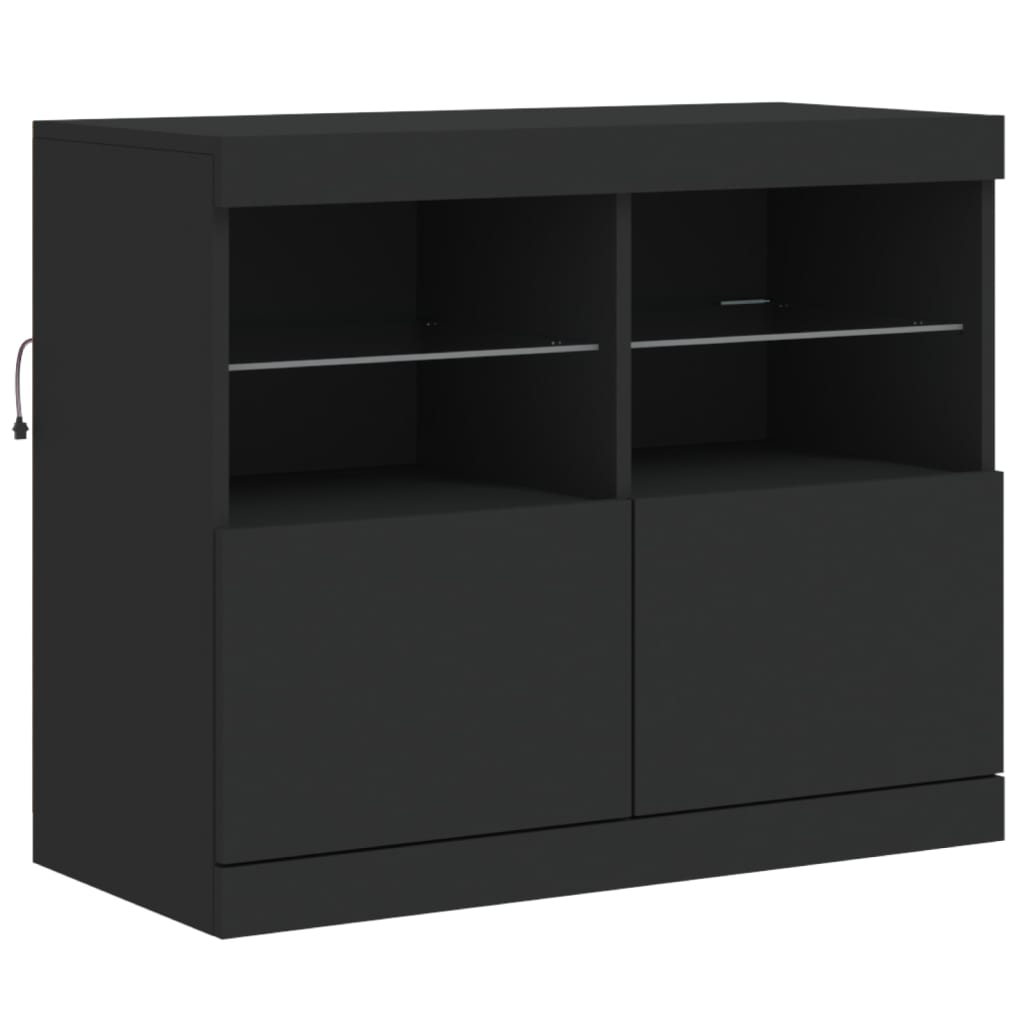 Sideboard with LED lights black 163x37x67 cm