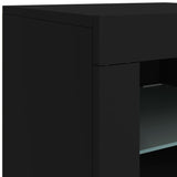 Sideboard with LED lights black 163x37x67 cm