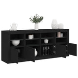 Buffet avec lumières LED noir 163x37x67 cm