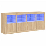 Sideboard mit LED-Leuchten Sonoma-Eiche 163x37x67 cm