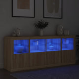 Sideboard mit LED-Leuchten Sonoma-Eiche 163x37x67 cm