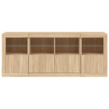 Sideboard mit LED-Leuchten Sonoma-Eiche 163x37x67 cm