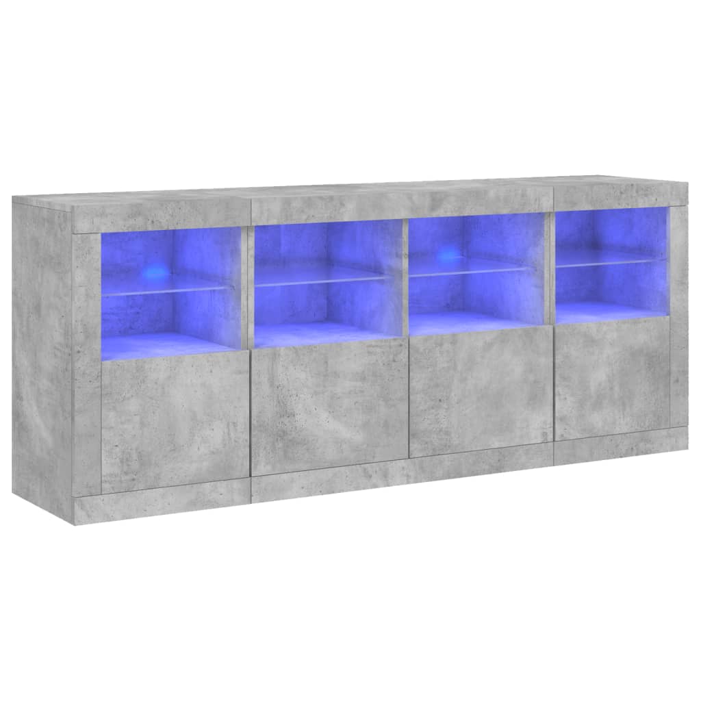 Buffet avec lumières LED gris béton 163x37x67 cm