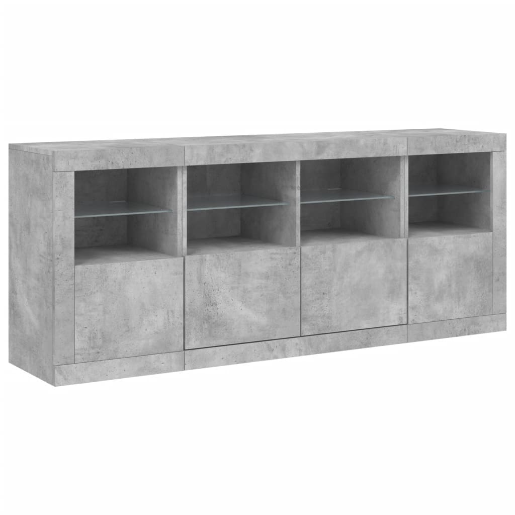 Buffet avec lumières LED gris béton 163x37x67 cm