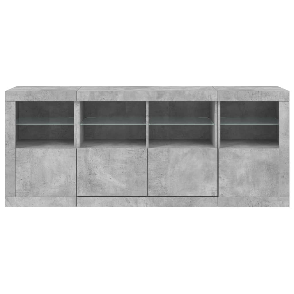 Buffet avec lumières LED gris béton 163x37x67 cm