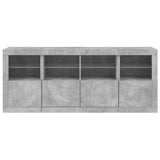 Buffet avec lumières LED gris béton 163x37x67 cm