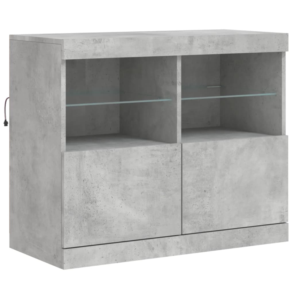 Buffet avec lumières LED gris béton 163x37x67 cm