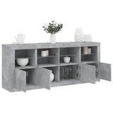 Buffet avec lumières LED gris béton 163x37x67 cm