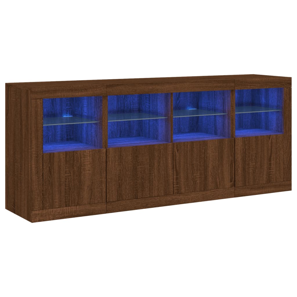 Sideboard mit LED-Leuchten, braune Eiche, 163 x 37 x 67 cm