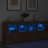 Sideboard mit LED-Leuchten, braune Eiche, 163 x 37 x 67 cm