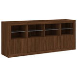 Sideboard mit LED-Leuchten, braune Eiche, 163 x 37 x 67 cm