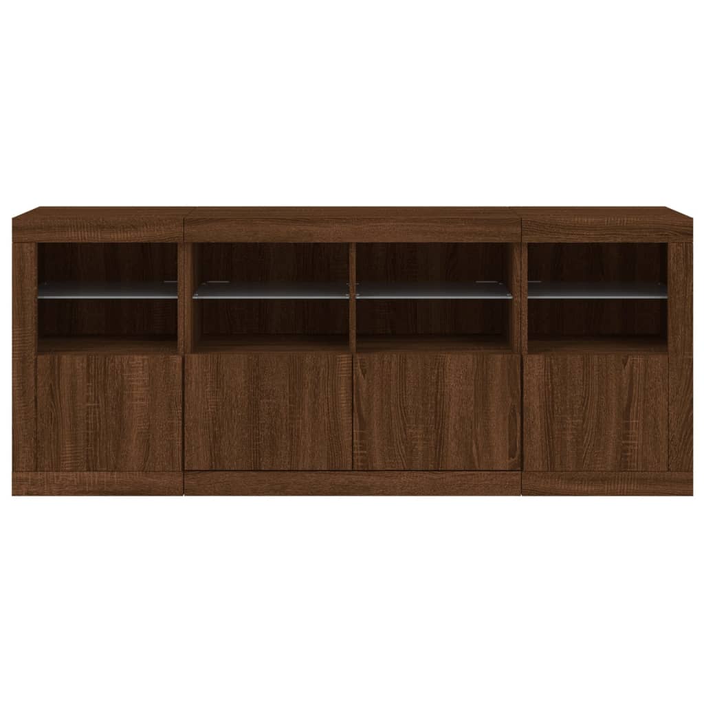 Buffet avec lumières LED chêne marron 163x37x67 cm