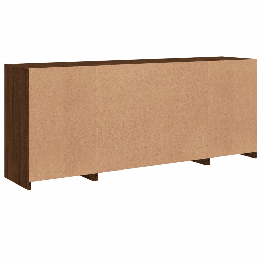 Sideboard mit LED-Leuchten, braune Eiche, 163 x 37 x 67 cm