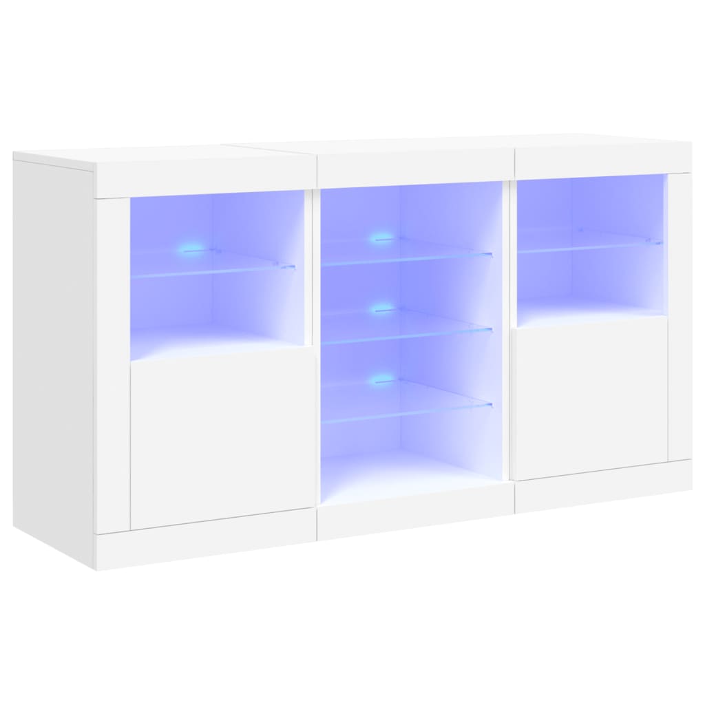 Buffet avec lumières LED blanc 123x37x67 cm