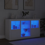 Buffet avec lumières LED blanc 123x37x67 cm