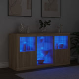 Buffet avec lumières LED chêne sonoma 123x37x67 cm