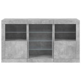 Buffet avec lumières LED gris béton 123x37x67 cm