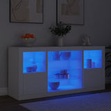 Buffet avec lumières LED blanc 142,5x37x67 cm