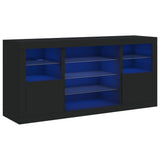 Buffet avec lumières LED noir 142,5x37x67 cm