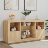 Sideboard mit LED-Leuchten Sonoma-Eiche 142,5x37x67 cm