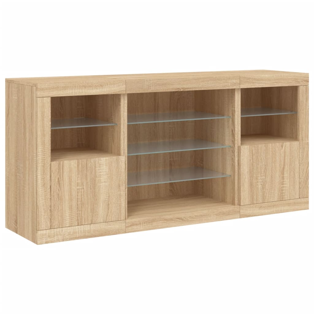 Buffet avec lumières LED chêne sonoma 142,5x37x67 cm