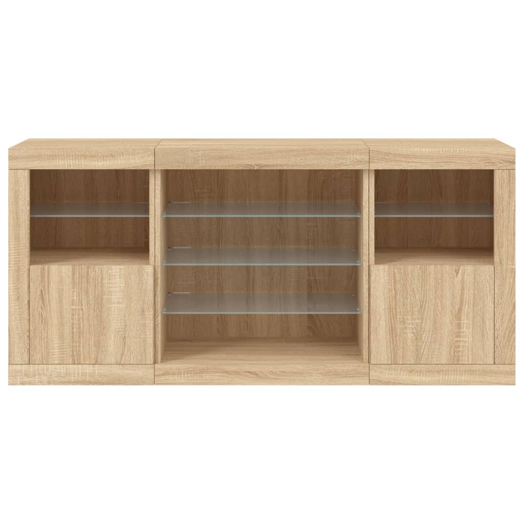 Buffet avec lumières LED chêne sonoma 142,5x37x67 cm