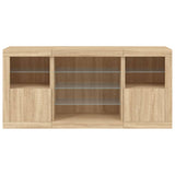 Sideboard with LED lights sonoma oak 142.5x37x67 cm