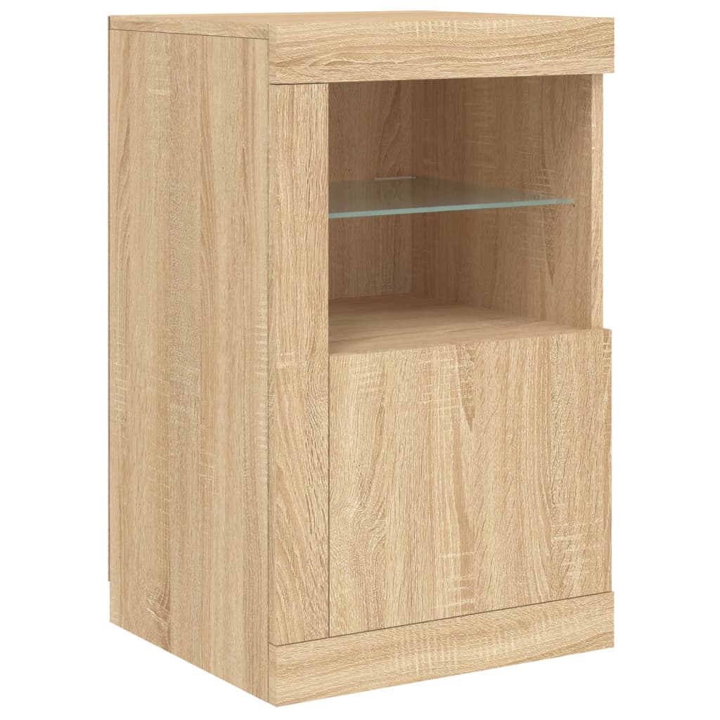 Sideboard with LED lights sonoma oak 142.5x37x67 cm