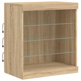 Sideboard with LED lights sonoma oak 142.5x37x67 cm