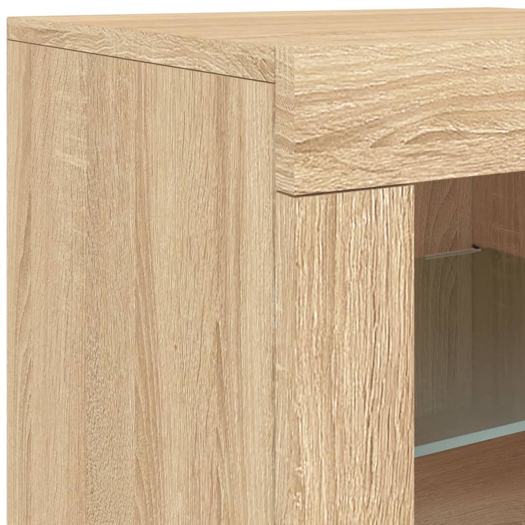 Sideboard mit LED-Leuchten Sonoma-Eiche 142,5x37x67 cm