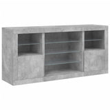 Buffet avec lumières LED gris béton 142,5x37x67 cm