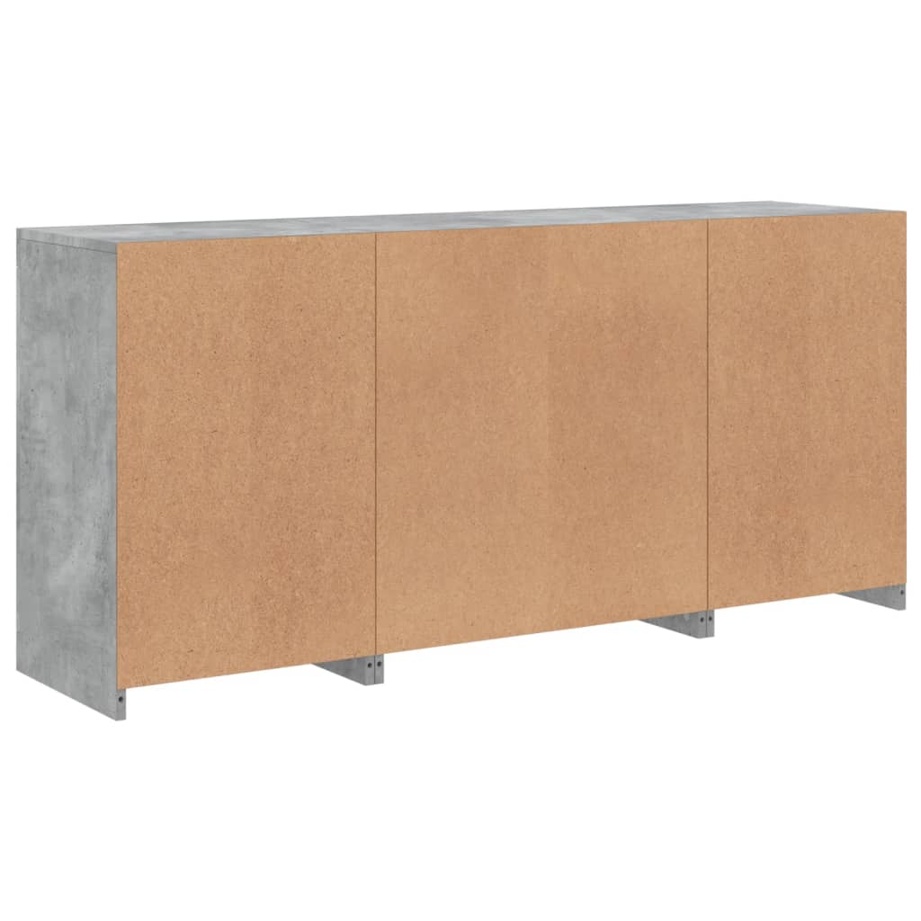 Buffet avec lumières LED gris béton 142,5x37x67 cm