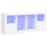 Sideboard with white LED lights 163x37x67 cm