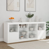 Sideboard with white LED lights 163x37x67 cm