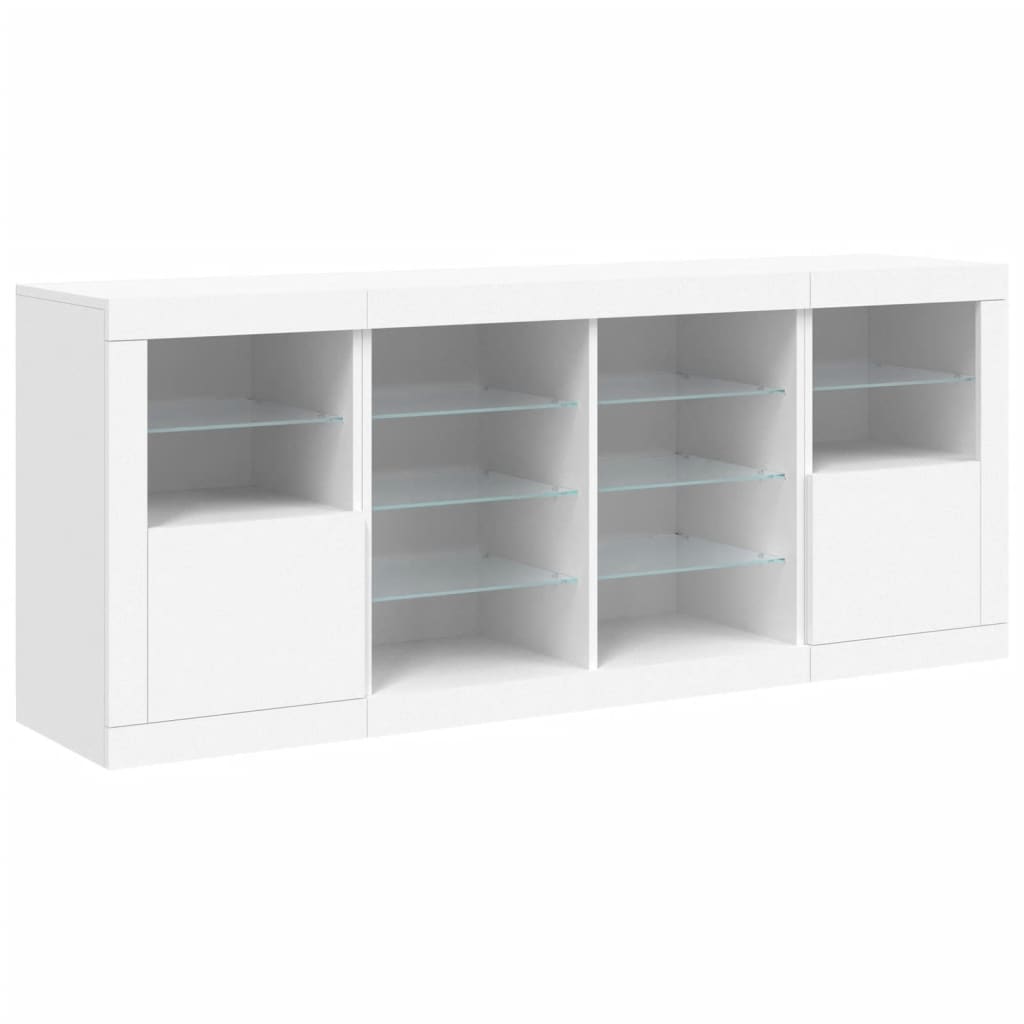 Sideboard with white LED lights 163x37x67 cm