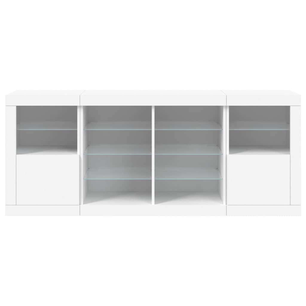 Sideboard with white LED lights 163x37x67 cm