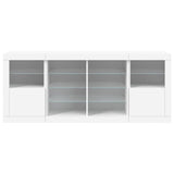 Sideboard with white LED lights 163x37x67 cm