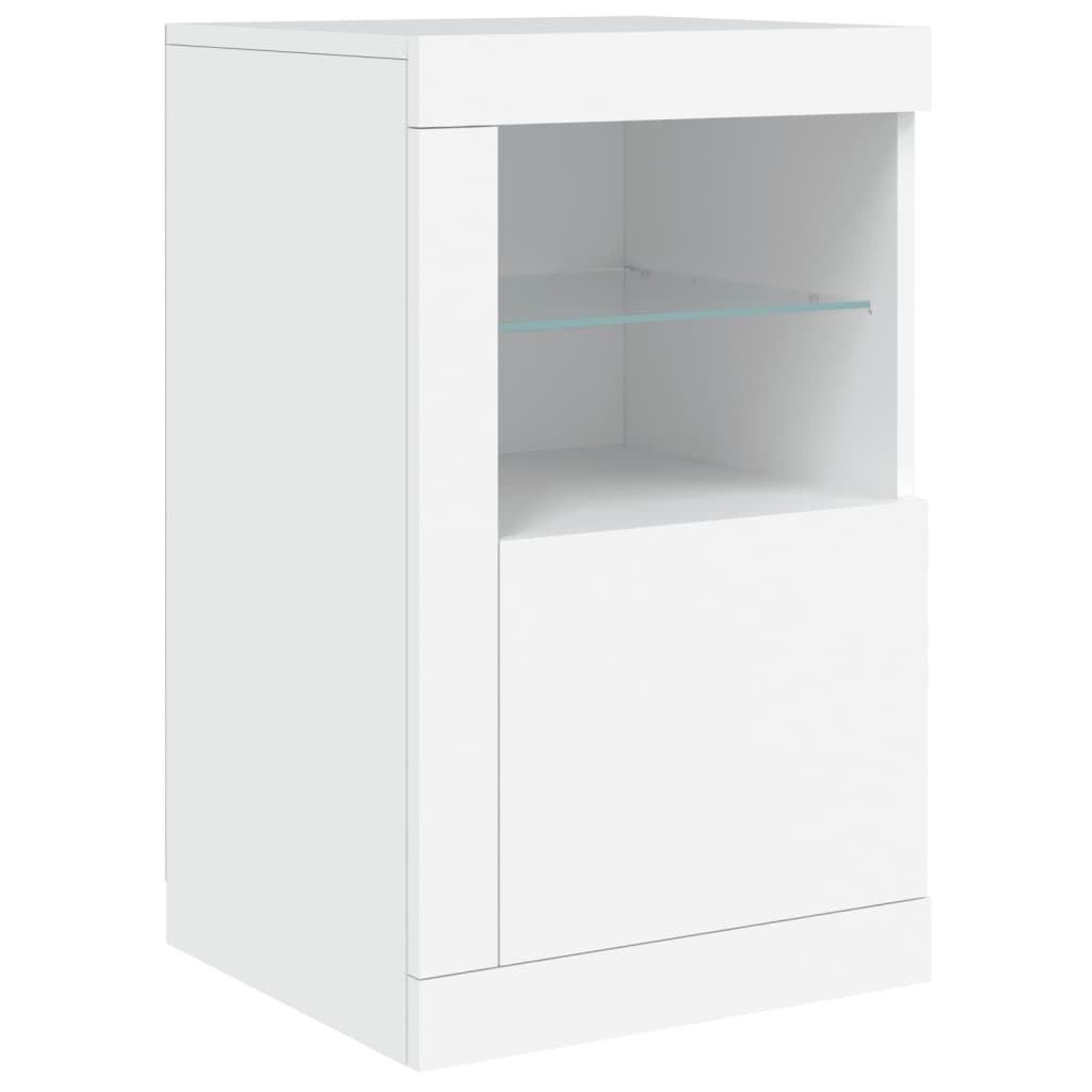 Sideboard with white LED lights 163x37x67 cm