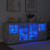 Buffet avec lumières LED gris béton 163x37x67 cm