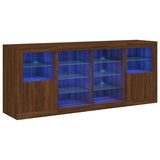 Buffet avec lumières LED chêne marron 163x37x67 cm