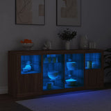 Buffet avec lumières LED chêne marron 163x37x67 cm