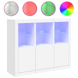 Sideboards mit LED-Beleuchtung, 3 Stück, weißes Holzwerkstoff