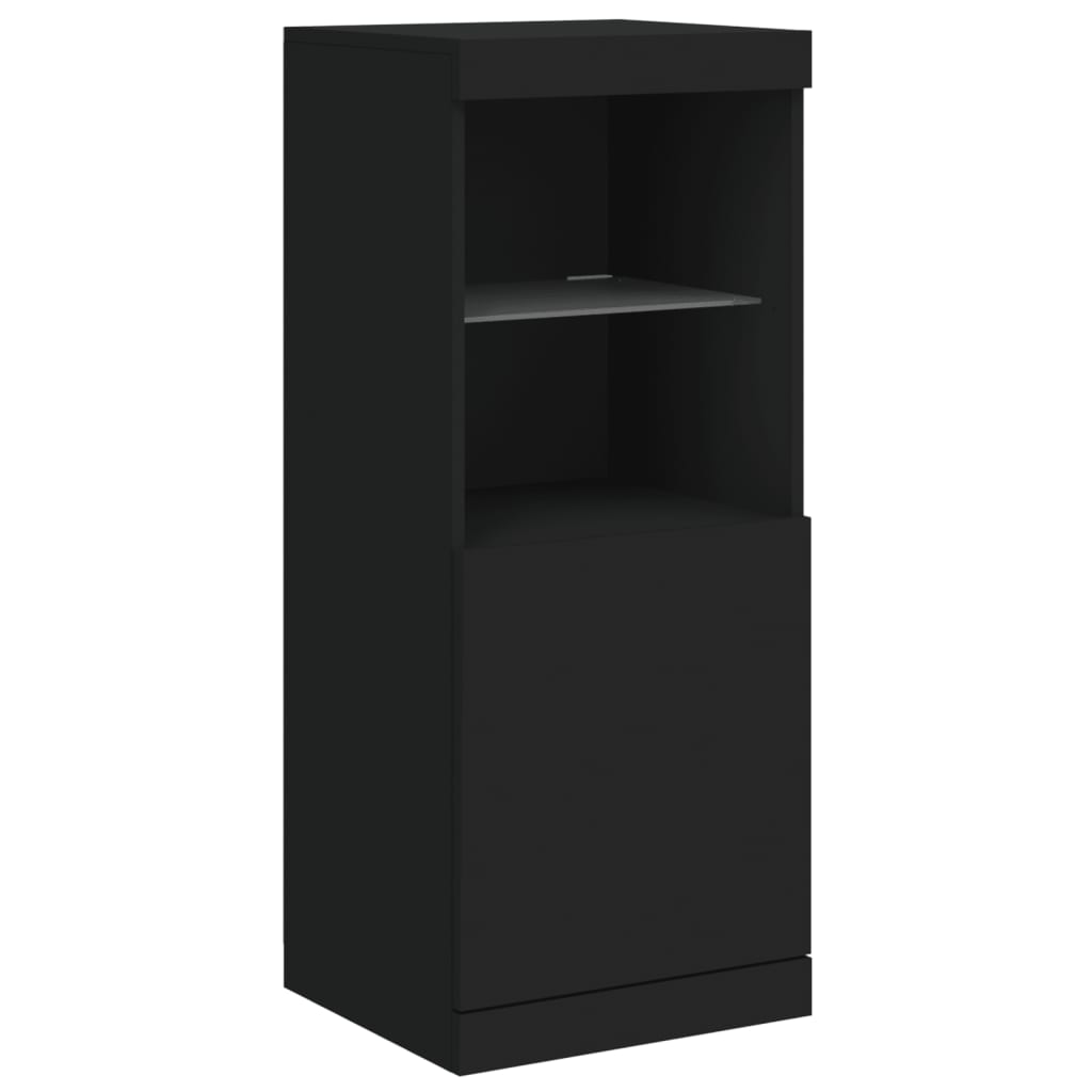 Sideboards with LED lights 3 pcs black engineered wood