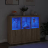 Sideboards mit LED-Beleuchtung, 3-teilig, Sonoma-Eiche, Holzwerkstoff