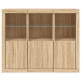 Sideboards mit LED-Beleuchtung, 3-teilig, Sonoma-Eiche, Holzwerkstoff