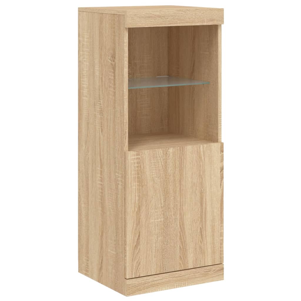 Sideboards mit LED-Beleuchtung, 3-teilig, Sonoma-Eiche, Holzwerkstoff